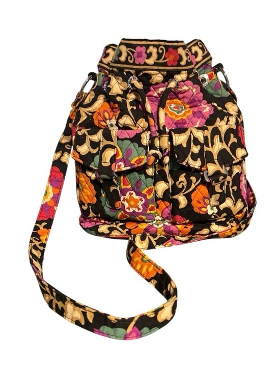 Vera Bradley Handbags - Vera Bradley Quilted Floral Drawstring Crossbody Bag Black and multicolor bucket